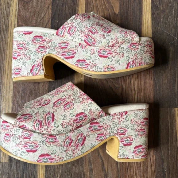 Anthropologie Matisse Terry Floral Platform Sandals Size 6 - Picture 7 of 11